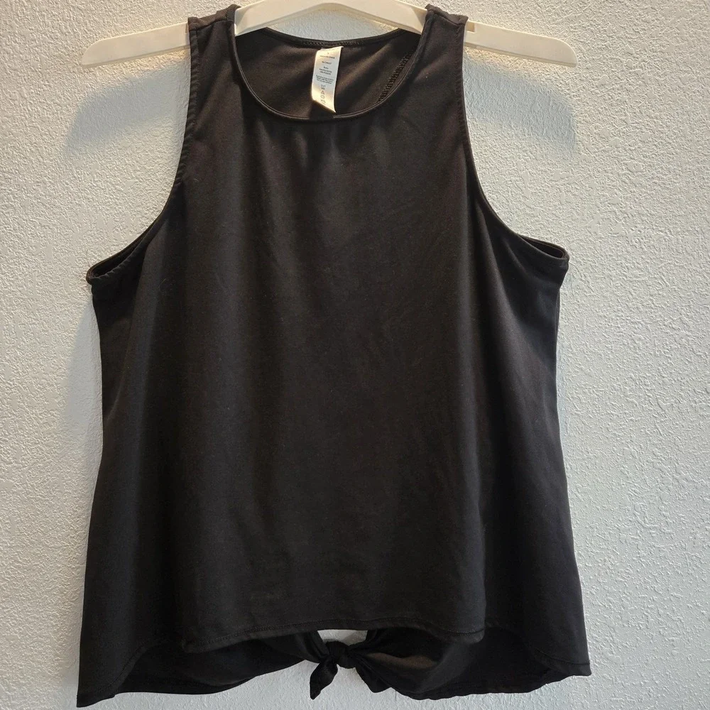 Yogalicious Black Open Back Tie Front Yoga Tank Top Womens Small Workout... - Picture 2 of 11